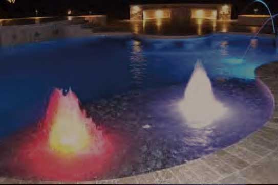 Pool features bubble fountain