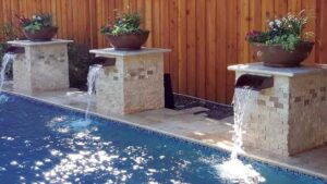 Pool features fountains pedestals